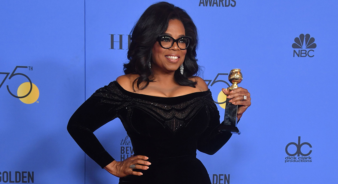 Oprah Winfrey tijdens Golden Globe uitreiking