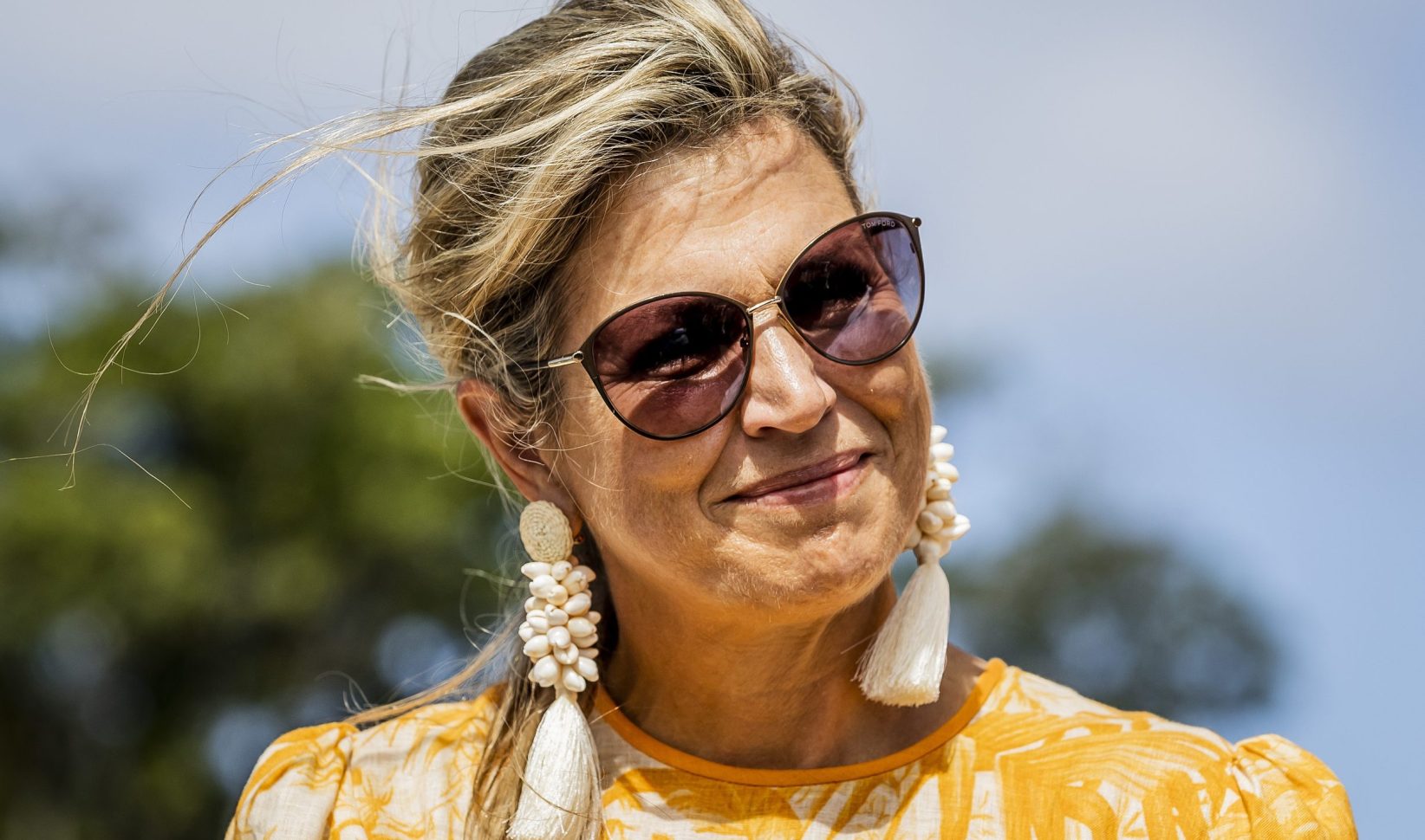 Koningin Maxima tijdens een bezoek aan Sint Eustatius