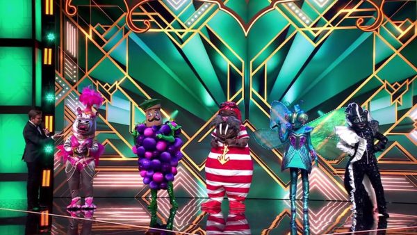 De eerste vijf deelnemers op een rij in 'The Masked Singer'