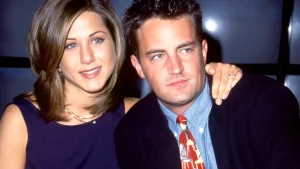Thumbnail voor Jennifer Aniston had vlak voor zijn dood appcontact met Matthew Perry: 'Hij was gelukkig'