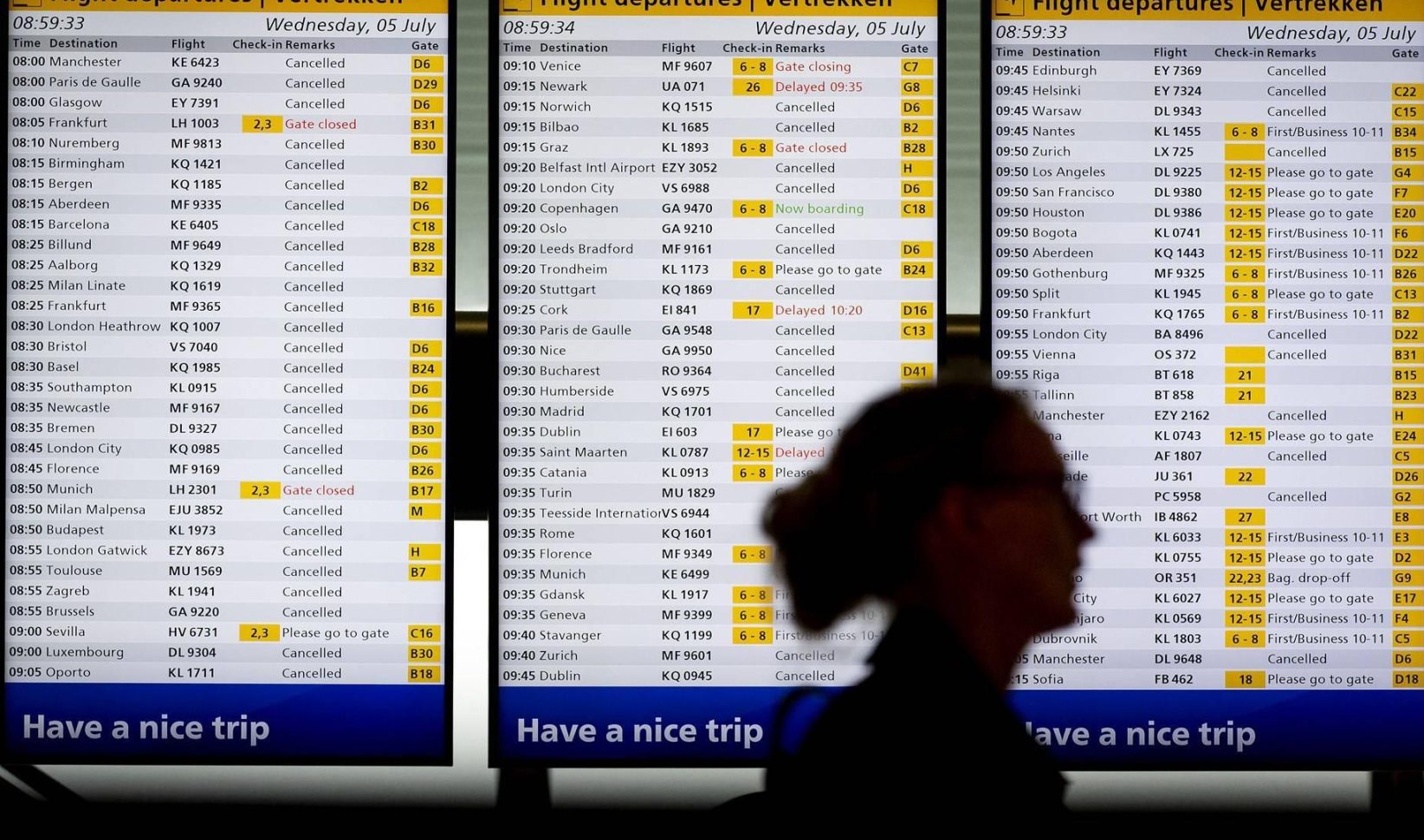 Bord met vluchten op Schiphol