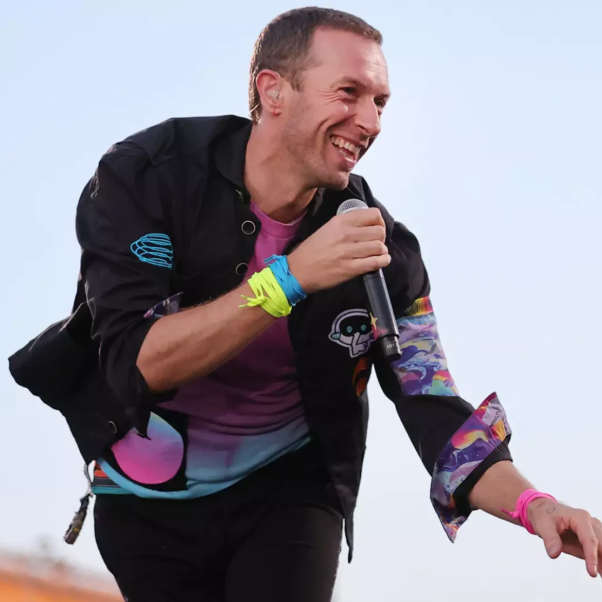 Coldplay frontman Chris Martin tijdens optreden