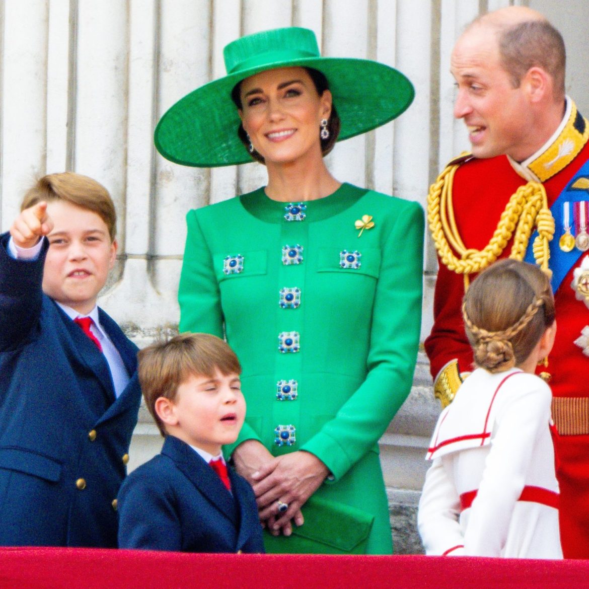 Prinses Catherine en prins William met hun gezin