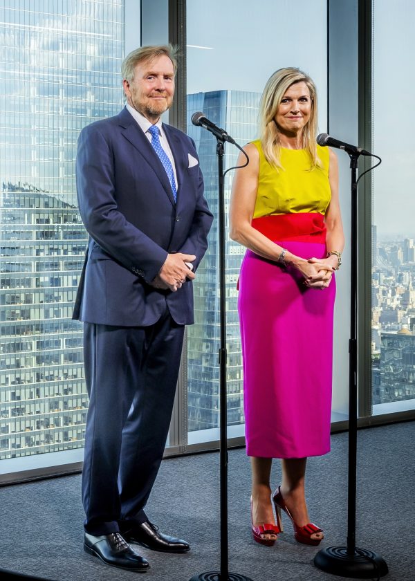 The royal couple is on a fourth day of work in the US.  Maxima is in color blocking