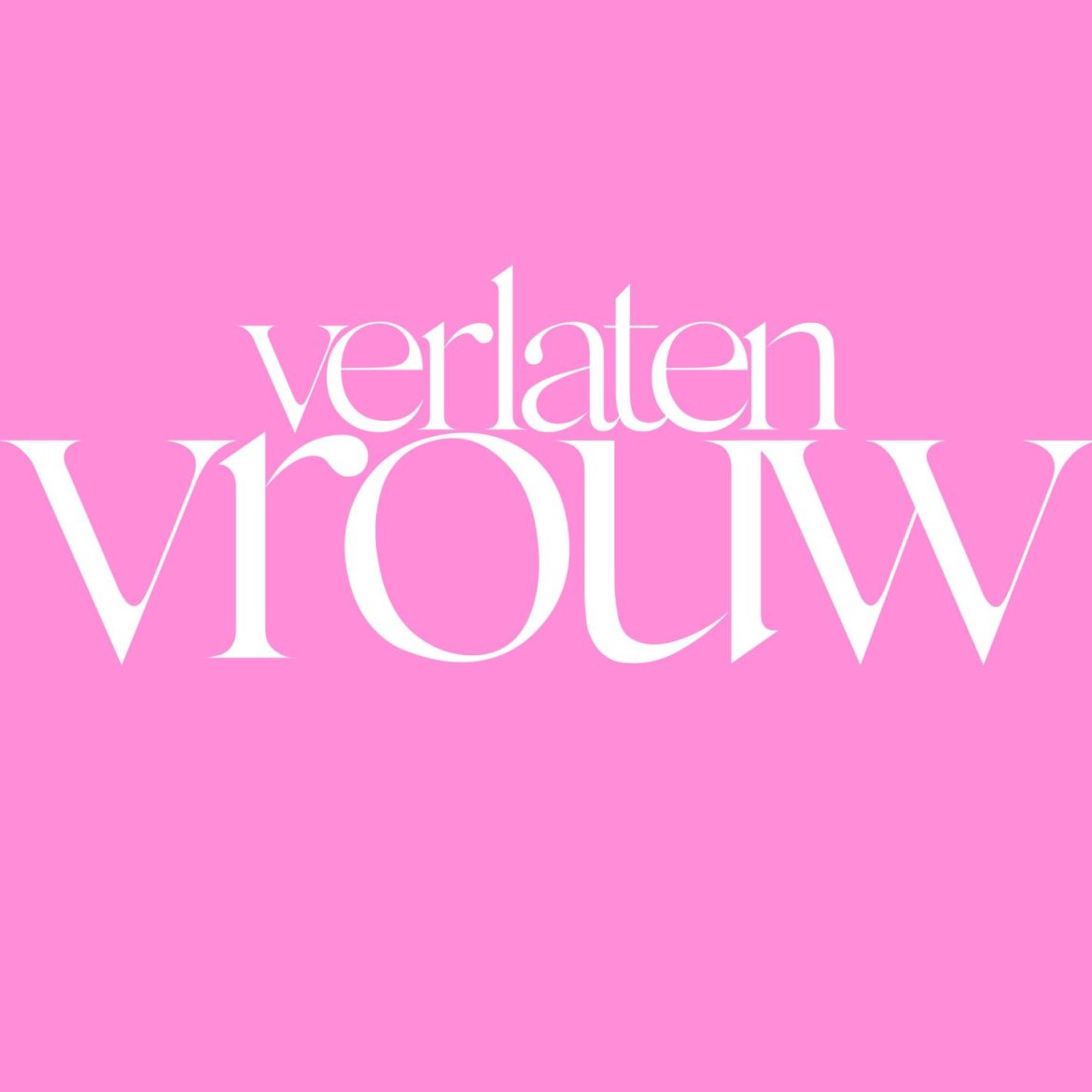 De tekst 'verlaten vrouw' op een roze achtergrond