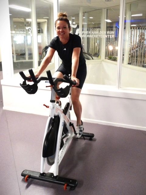 Katya on the spin bike