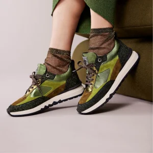 Sneakers ton-sur-ton groen met metallic details