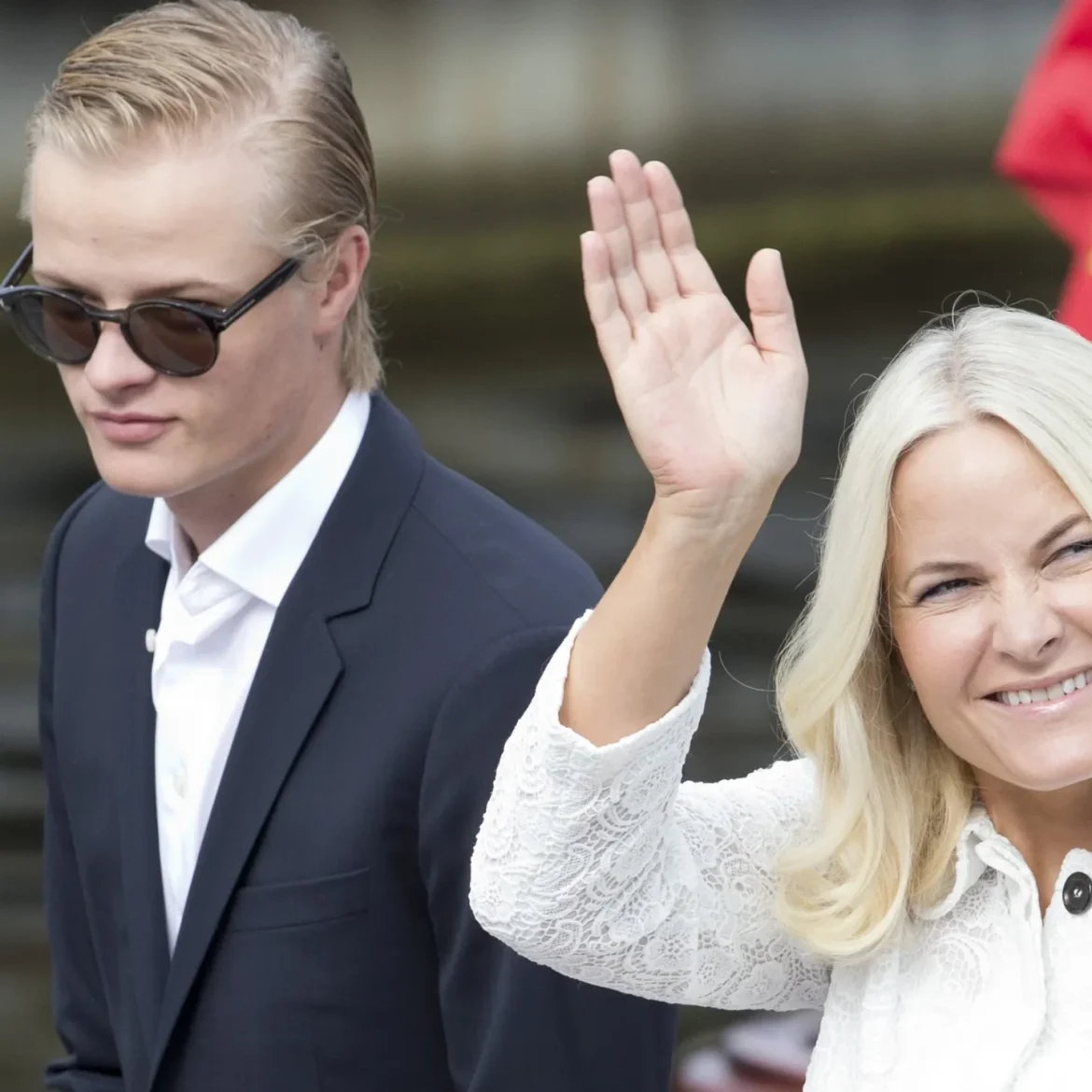 Noorde kroonprinses Mette-Marit en zoon Marius