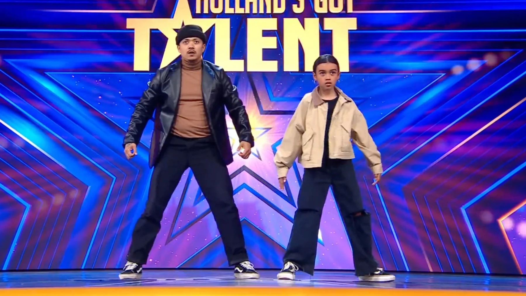 vader en dochter op het podium bij Holland's Got talent