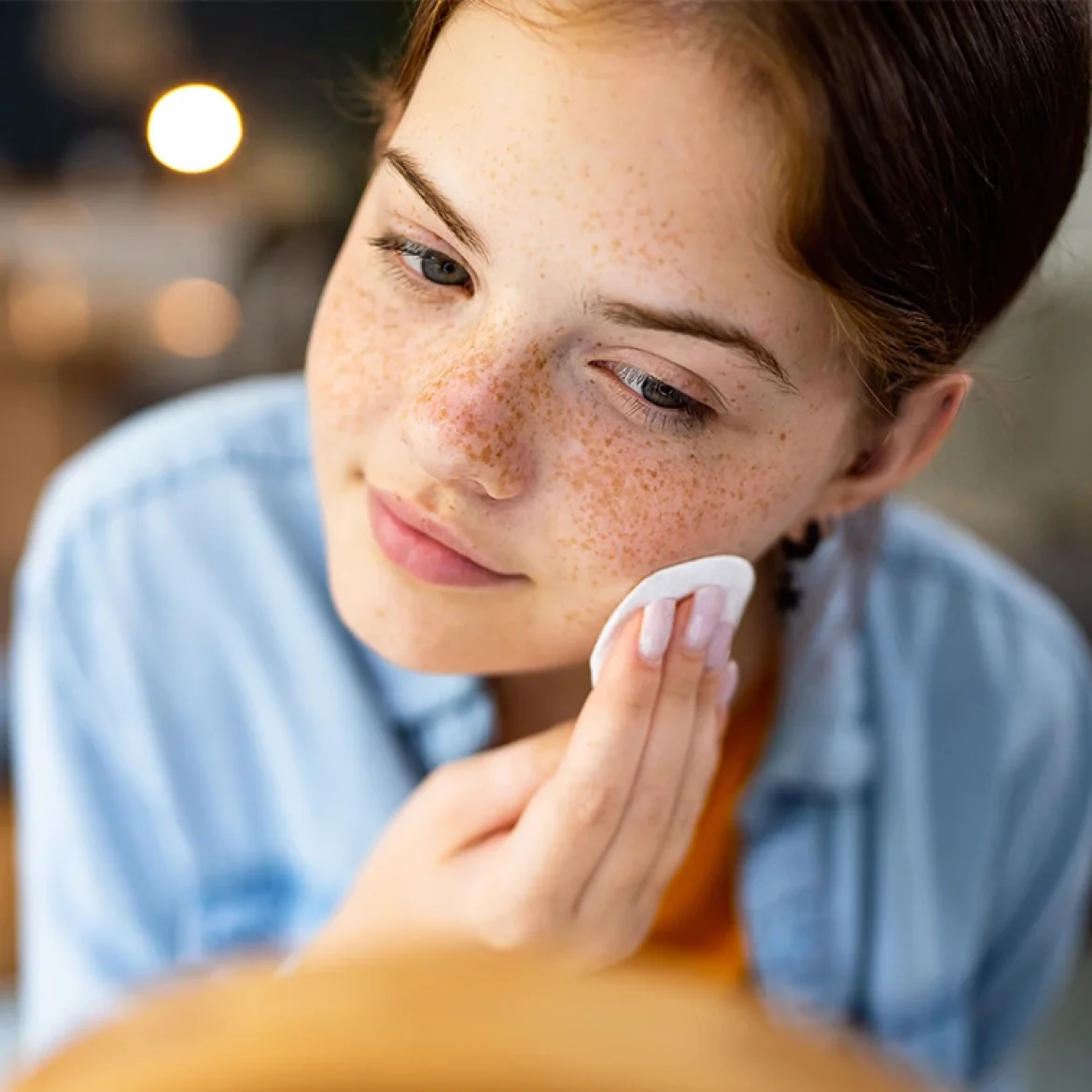 Meisje bezig met haar skincare