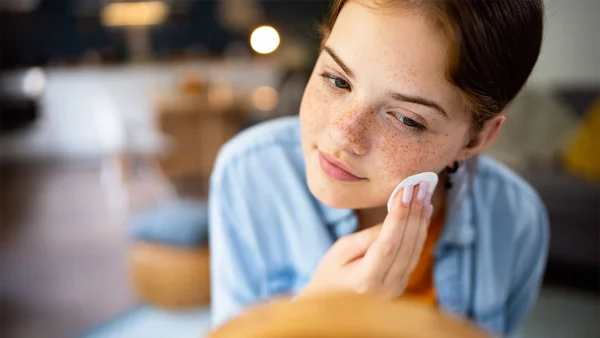 Meisje bezig met haar skincare