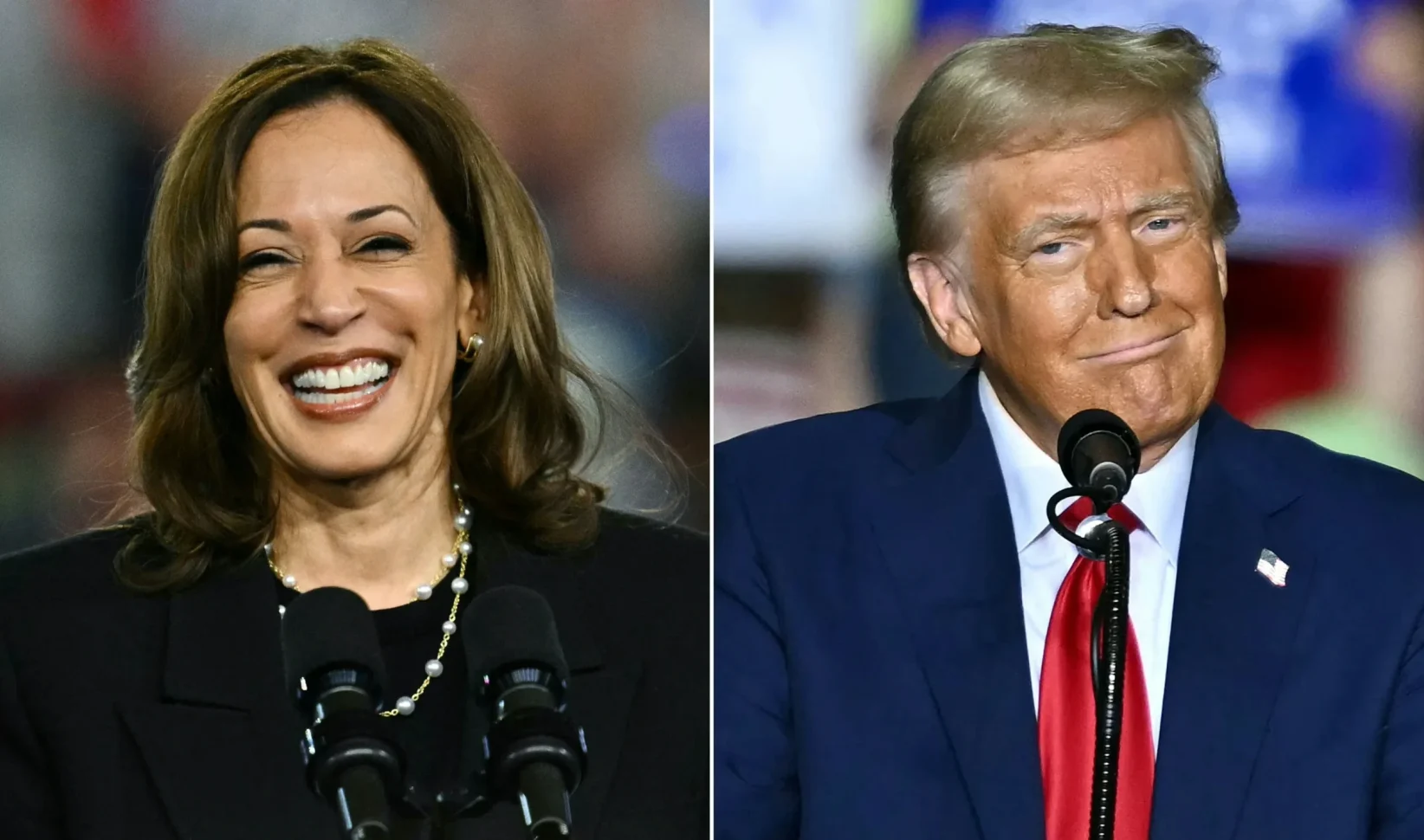 Donald Trump en Kamala Harris Amerikaanse verkiezingen