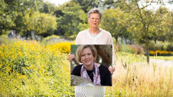 Hanneke voor de collecteweek van Alzheimer Nederland