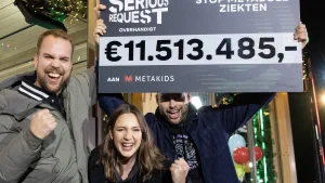 Thumbnail voor Serious Request zamelt 11,5 miljoen euro in voor Metakids, hoogste bedrag sinds 2014