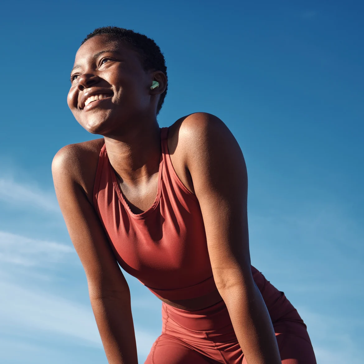 Vrouw sporten invoed op je huid