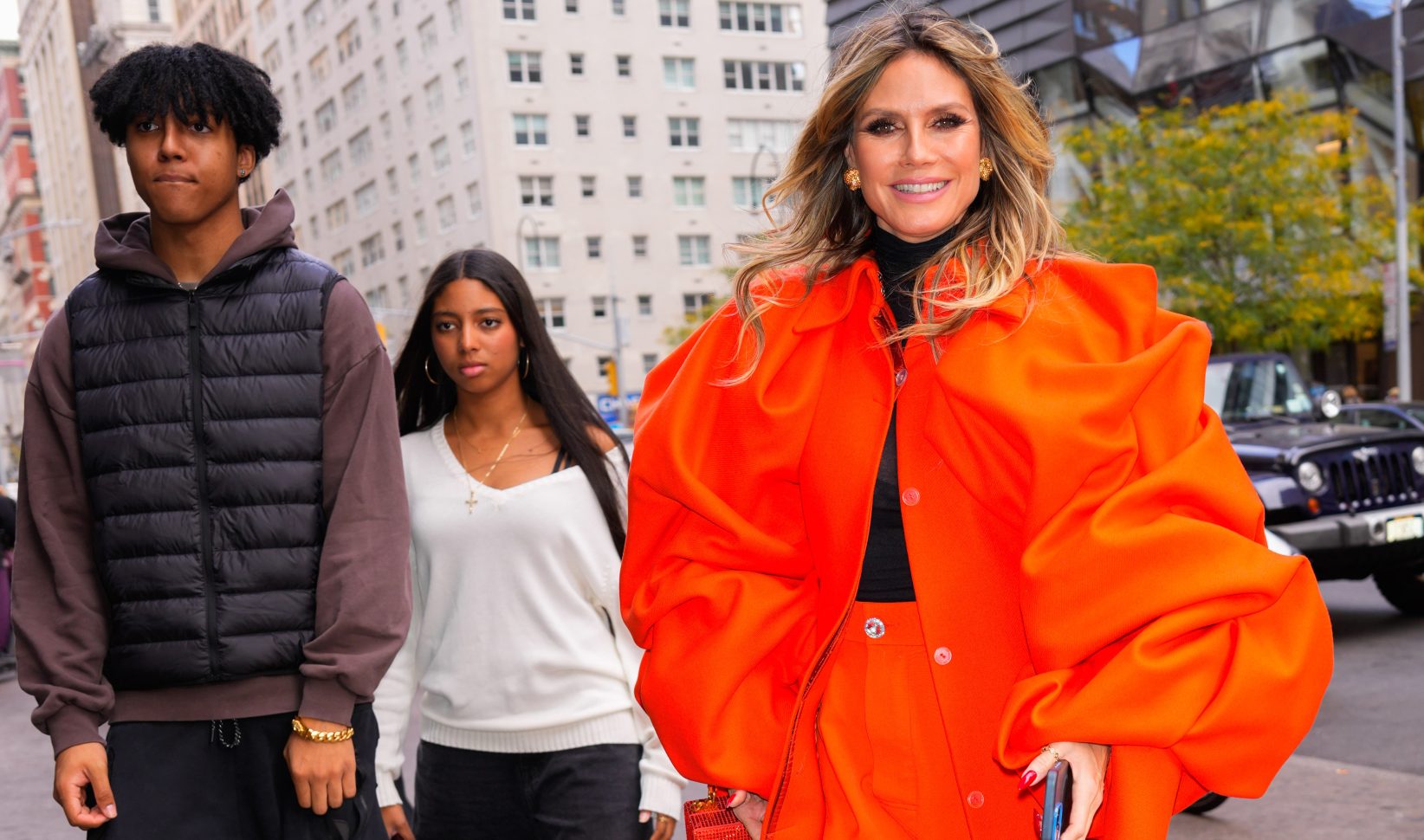 Heidi Klum en zoon Henry in New York.