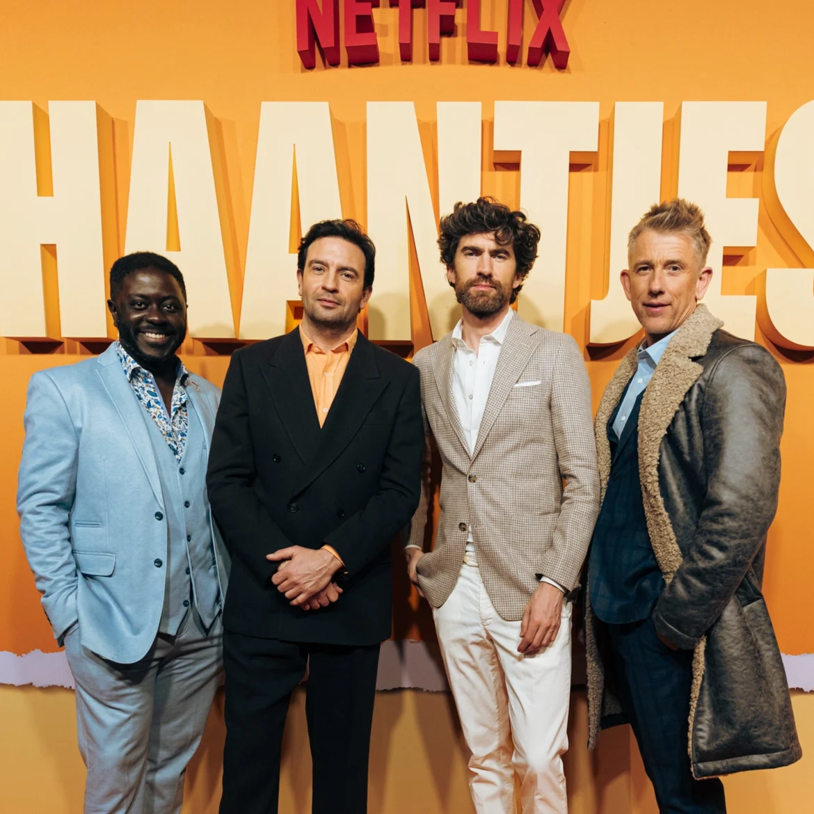 acteurs van de Netflixserie Haantjes: André Dongelmans Benja Buijning Jeroen Spitzenberger en Waldemar Torenstra